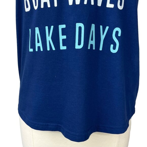 Natural Reflections Tank Top Womens Medium Blue Sun Rays Boat Waves Lake Days - Picture 4 of 8
